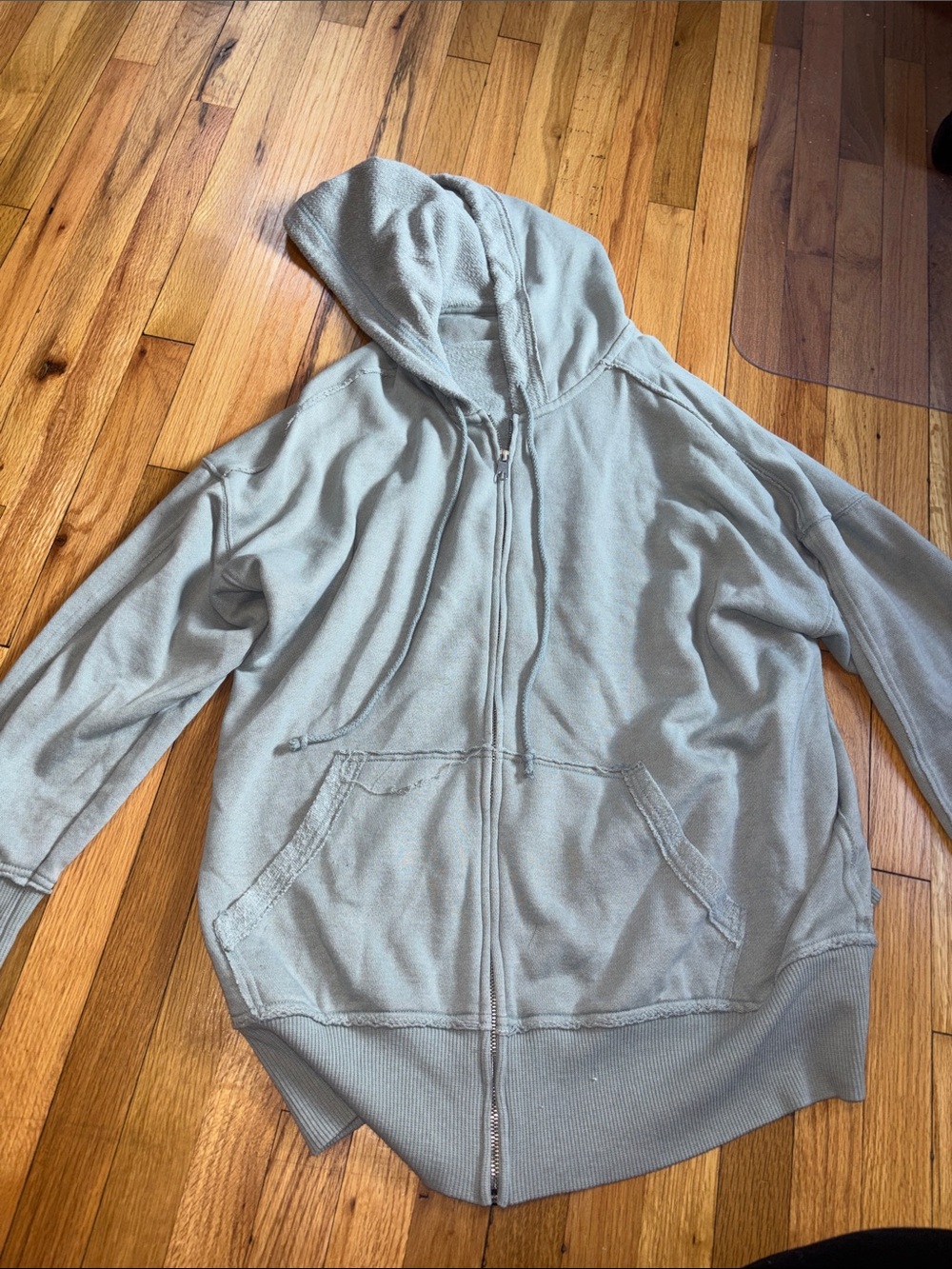 aerie Light Powdered Blue/Grey Overseized Zip-Up Hoodie